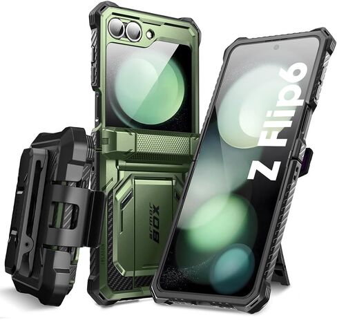 حافظة i-Blason لهاتف Samsung Galaxy Z Flip 6، حافظة ZFlip 5/Flip7 FE، أسود | واقي شاشة مدمج، حماية للمفصلة، ​​مشبك للحزام، مسند in Saudi Arabia
