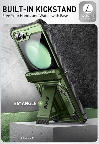 حافظة i-Blason لهاتف Samsung Galaxy Z Flip 6، حافظة ZFlip 5/Flip7 FE، أسود | واقي شاشة مدمج، حماية للمفصلة، ​​مشبك للحزام، مسند in Saudi Arabia