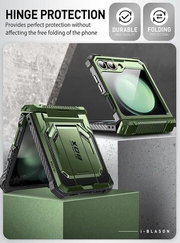 حافظة i-Blason لهاتف Samsung Galaxy Z Flip 6، حافظة ZFlip 5/Flip7 FE، أسود | واقي شاشة مدمج، حماية للمفصلة، ​​مشبك للحزام، مسند in Saudi Arabia