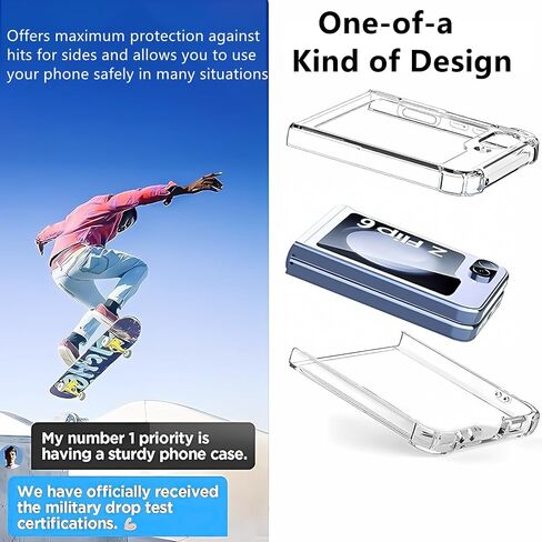 Case for Samsung Galaxy Z Flip 6,Galaxy Z Flip6 Phone Case with Screen Protector, Ultra Slim Shockproof TPU Bumper Hard PC Cover for Samsung Galaxy Flip z 6 5G - Crystal Clear in Saudi Arabia