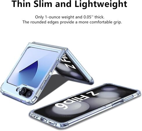 Case for Samsung Galaxy Z Flip 6,Galaxy Z Flip6 Phone Case with Screen Protector, Ultra Slim Shockproof TPU Bumper Hard PC Cover for Samsung Galaxy Flip z 6 5G - Crystal Clear in Saudi Arabia