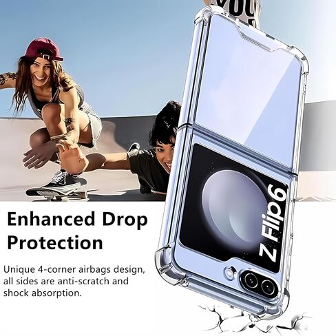 Case for Samsung Galaxy Z Flip 6,Galaxy Z Flip6 Phone Case with Screen Protector, Ultra Slim Shockproof TPU Bumper Hard PC Cover for Samsung Galaxy Flip z 6 5G - Crystal Clear in Saudi Arabia