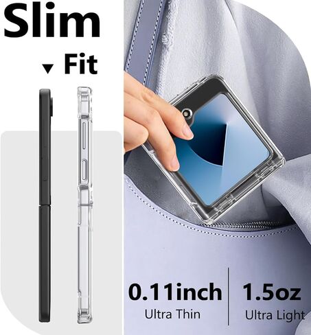 Case for Samsung Galaxy Z Flip 6,Galaxy Z Flip6 Phone Case with Screen Protector, Ultra Slim Shockproof TPU Bumper Hard PC Cover for Samsung Galaxy Flip z 6 5G - Crystal Clear in Saudi Arabia