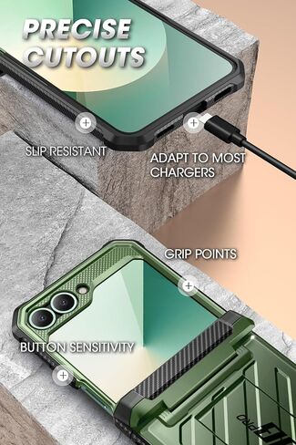 SUPCASE for Samsung Galaxy Z Flip 6 Case with Stand & Belt-Clip (Unicorn Beetle Pro), [Hinge Protection] [Front Screen Protector] Full Body Rugged Protective Phone Case for Galaxy Z Flip 6/5, Black in Saudi Arabia