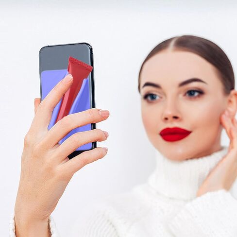 Silicone Lip Holder for Back of Cell Phone Sleeve,Lipstick Lip Glaze Phone Case Back Stick On Holder for iPhone and Android Smartphones(Purple) in Saudi Arabia