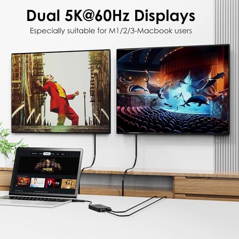 WAVLINK USB 3.0 أو USB C إلى شاشة HDMI مزدوجة ممتدة للشاشة المزدوجة، محول Displaylink مزدوج HDMI 4K 60 هرتز لـ Apple Mac M1/M2/M3 أو Windows 10/11، USB A/C إلى مخرج HDMI 4K in Kuwait