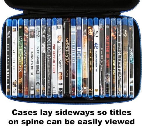 Blu-ray Case and Video Game Case - Bluray DVD Case Holder Organizer for up to 22 Blu Ray or 18 Xbox PS3 PS4 Games - Travel Storage Case for Blue Ray DVD and Video Games with Carry Handle in Saudi Arabia