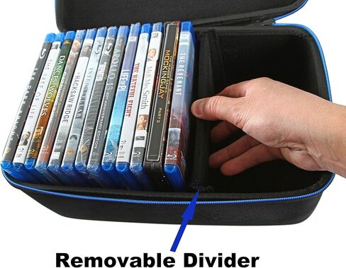 Blu-ray Case and Video Game Case - Bluray DVD Case Holder Organizer for up to 22 Blu Ray or 18 Xbox PS3 PS4 Games - Travel Storage Case for Blue Ray DVD and Video Games with Carry Handle in Saudi Arabia