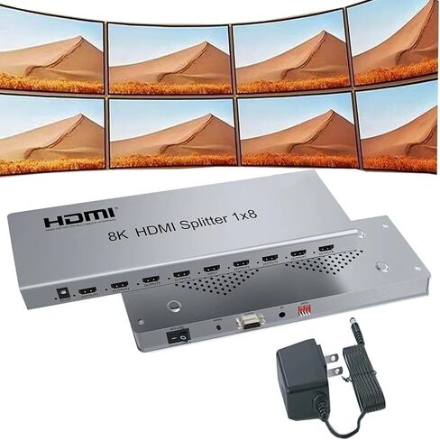 HDMI Splitter 1 in 8 Out 8K HDMI2.1 Replicator Distributor Affordable Splitter Multi-Monitor Display 8K@60Hz Full Ultra-HD with EDID RS232 Rest Button Control Ultra-High Resolution 3D Image 48Gbps et in Saudi Arabia