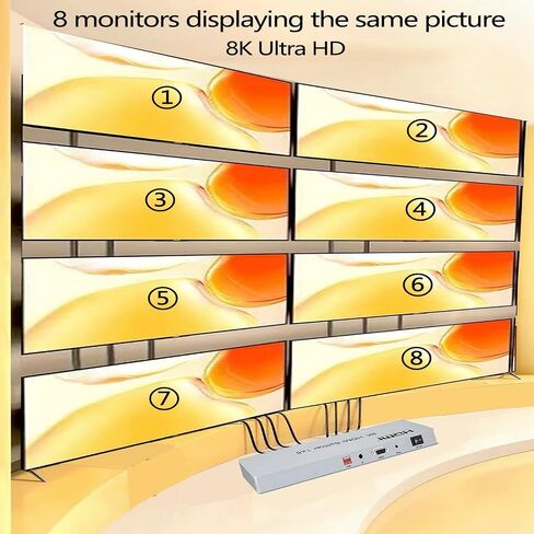 HDMI Splitter 1 in 8 Out 8K HDMI2.1 Replicator Distributor Affordable Splitter Multi-Monitor Display 8K@60Hz Full Ultra-HD with EDID RS232 Rest Button Control Ultra-High Resolution 3D Image 48Gbps et in Saudi Arabia