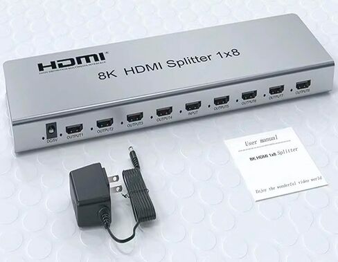 HDMI Splitter 1 in 8 Out 8K HDMI2.1 Replicator Distributor Affordable Splitter Multi-Monitor Display 8K@60Hz Full Ultra-HD with EDID RS232 Rest Button Control Ultra-High Resolution 3D Image 48Gbps et in Saudi Arabia