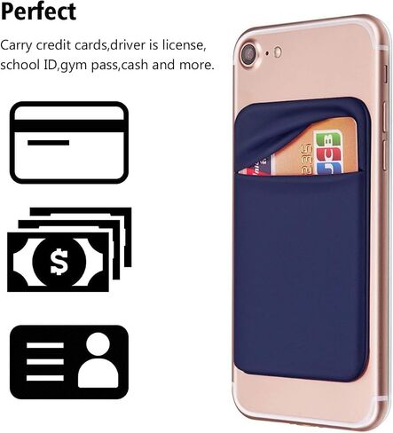 Cell Phone Pocket Self Adhesive Card Holder Stick On Wallet Sleeve with Adhesive RFID Card ID Credit Card ATM Card Holder storage for Phone Android (Blue) in Saudi Arabia