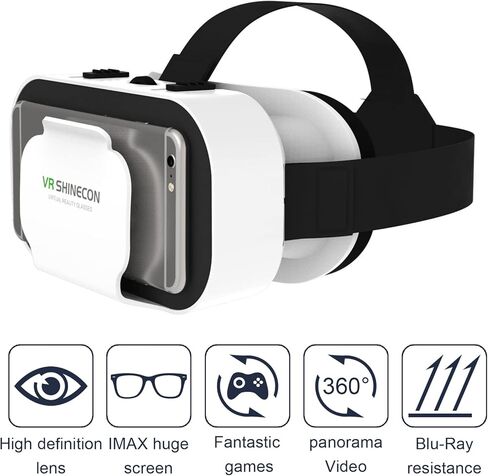 VR Headset for iPhone or Android,Virtual Reality 3D Glasses Headset Helmets,Compatible 4.7-6.5 inch with Controller for Mobile Games & Movies in Saudi Arabia