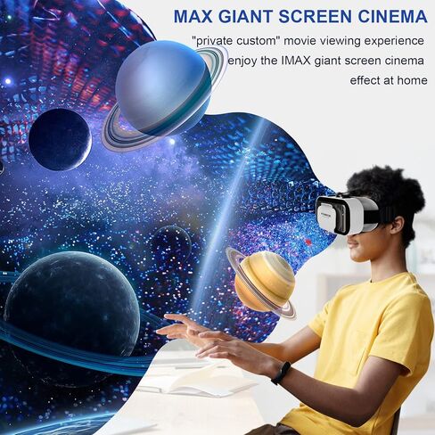 VR Headset for iPhone or Android,Virtual Reality 3D Glasses Headset Helmets,Compatible 4.7-6.5 inch with Controller for Mobile Games & Movies in Saudi Arabia