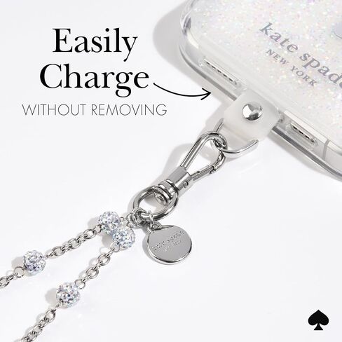 Kate Spade New York Phone Charm - Detachable Cell Phone Lanyard - Dazzle Chain Silver in Saudi Arabia