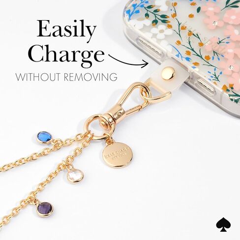 Kate Spade New York Phone Charm - Detachable Cell Phone Lanyard - Dazzle Chain Silver in Saudi Arabia