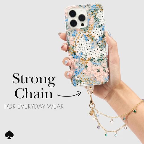 Kate Spade New York Phone Charm - Detachable Cell Phone Lanyard - Dazzle Chain Silver in Saudi Arabia