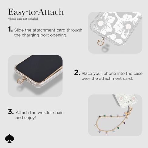 Kate Spade New York Phone Charm - Detachable Cell Phone Lanyard - Dazzle Chain Silver in Saudi Arabia