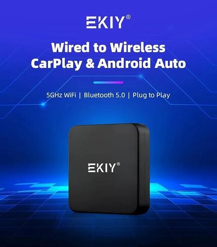 EKIY New Mini Carplay Wireless Adapter Compatible for Both Carplay and Android Auto | Wired to Wireless Carplay Converter | Wired to Wireless Android Auto Converter in Saudi Arabia