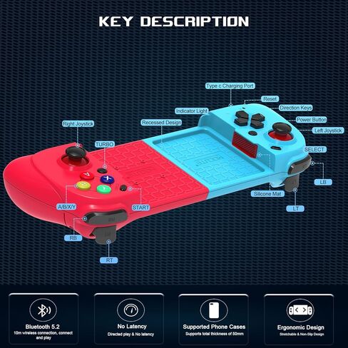 وحدة تحكم في الألعاب المحمولة من arVin لأجهزة iPhone Android مع دعم CASE، ومشغل Hall، وTurbo، ووحدة تحكم الألعاب اللاسلكية عصا التحكم السحابية لأجهزة Xbox Game Pass/Call of Duty Mobile/Genshin/Roblox/Diablo in Kuwait