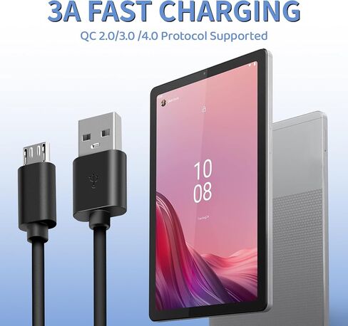 شاحن تابلت سريع بقدرة 15 واط لأجهزة Kindle Fire اللوحية مع كابل USB C وMicro USB بطول 10 أقدام مناسب لجهاز Kindle Paperwhite وAmazon Fire Max 11 وNew Fire HD 7 8 10 11 Plus للأطفال in Kuwait