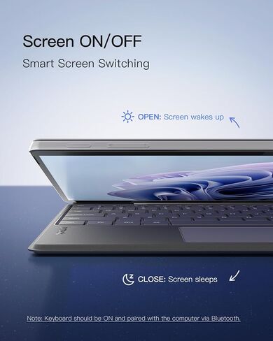 لوحة مفاتيح Inateck Surface Pro 9 مع لوحة لمس، لوحة مفاتيح بلوتوث بإضاءة خلفية 7 ألوان مع حامل قلم، متوافقة مع Surface Pro 9/8/X/10، KB05113 in Kuwait