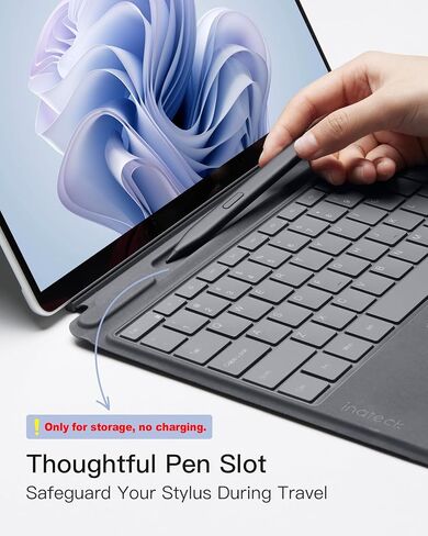 لوحة مفاتيح Inateck Surface Pro 9 مع لوحة لمس، لوحة مفاتيح بلوتوث بإضاءة خلفية 7 ألوان مع حامل قلم، متوافقة مع Surface Pro 9/8/X/10، KB05113 in Kuwait