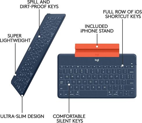 Logitech Keys-to-Go Bluetooth Keyboard for Windows and Android - Graphite | Portable Bluetooth tablet, built-in cover, slim & compact, for Windows, Android, Linux, iPad, iPhone, Mac, Apple TV in Kuwait