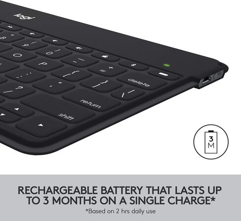Logitech Keys-to-Go Bluetooth Keyboard for Windows and Android - Graphite | Portable Bluetooth tablet, built-in cover, slim & compact, for Windows, Android, Linux, iPad, iPhone, Mac, Apple TV in Kuwait