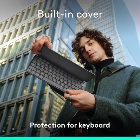 Logitech KEYS-to-GO 2 Portable Bluetooth Tablet Keyboard with Built-in Cover, Slim & Compact Wireless Keyboard for Windows, Android, Linux, iPad, iPhone, Mac, Apple TV - Graphite in Saudi Arabia