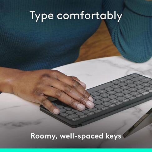 Logitech KEYS-to-GO 2 Portable Bluetooth Tablet Keyboard with Built-in Cover, Slim & Compact Wireless Keyboard for Windows, Android, Linux, iPad, iPhone, Mac, Apple TV - Graphite in Saudi Arabia