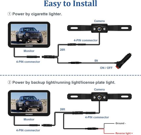 Backup Camera 7 Inch HD 2K-Color Clear Image Night Vision DIY Guide Lines, Rear View Monitor Waterproof LED with On/Off Switch for Car, SUVs, Pickups, RVs Trucks Tractors Bus Semi-Trailers H7 in Saudi Arabia