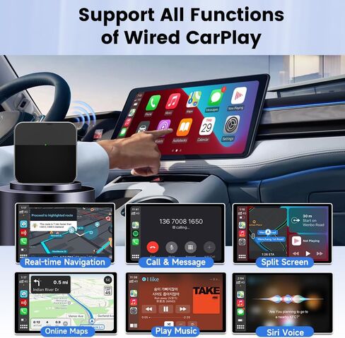 محول CarPlay اللاسلكي، توصيل وتشغيل دونجل لاسلكي لتشغيل السيارة، تحويل السلك إلى لاسلكي دون جهد، متوافق مع CarPlay المدمج في السيارات من 2016 وi-Phone iOS 10+ in Saudi Arabia