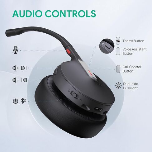 Yealink WH64 Wireless Headset, DECT and Bluetooth Dual Hybrid Headset for Microsoft Teams, Phone Headset with 3X Mic, 32 Talk Time, 492ft Range Office Work Headset for Desk IP Phone, PC,Cellphone in Saudi Arabia