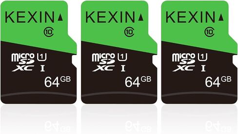 بطاقة ذاكرة KEXIN Micro SD سعة 64 جيجابايت مع محول SD بطاقة ذاكرة microSDXC UHS-I C10 U1 بطاقة Micro SD عالية الدقة وبطاقة TF عالية السرعة للهواتف الذكية والكمبيوتر اللوحي وكاميرا داش وكاميرا بدون طيار ووحدة تحكم ألعاب بدون طيار، 64 جم 3 عبوات in Kuwait