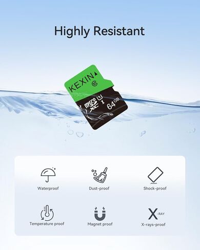 بطاقة ذاكرة KEXIN Micro SD سعة 64 جيجابايت مع محول SD بطاقة ذاكرة microSDXC UHS-I C10 U1 بطاقة Micro SD عالية الدقة وبطاقة TF عالية السرعة للهواتف الذكية والكمبيوتر اللوحي وكاميرا داش وكاميرا بدون طيار ووحدة تحكم ألعاب بدون طيار، 64 جم 3 عبوات in Kuwait