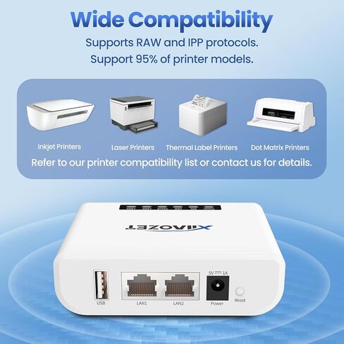 يدعم خادم الطباعة اللاسلكي ما يصل إلى 3 أجهزة USB عبر الشبكة المحلية، ومشاركة الطابعة أو الماسح الضوئي باستخدام USB2.0 سهل الإعداد، مع شبكة سلكية أو واي فاي للمكتب المنزلي والشركات الصغيرة LK300EW in Kuwait