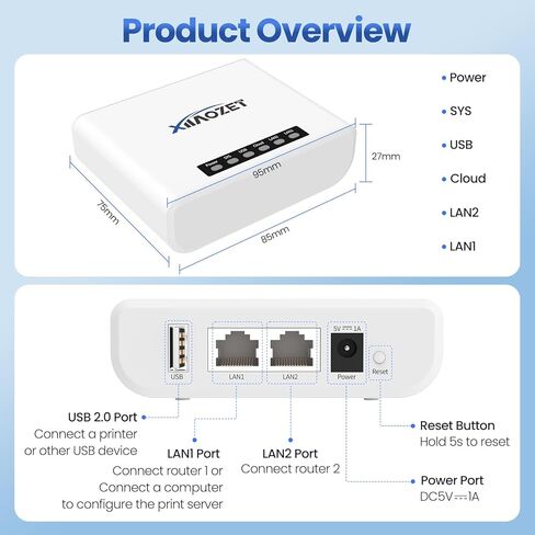 يدعم خادم الطباعة اللاسلكي ما يصل إلى 3 أجهزة USB عبر الشبكة المحلية، ومشاركة الطابعة أو الماسح الضوئي باستخدام USB2.0 سهل الإعداد، مع شبكة سلكية أو واي فاي للمكتب المنزلي والشركات الصغيرة LK300EW in Kuwait