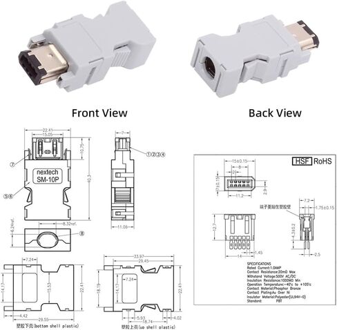 xiwai FireWire IEEE 1394 6Pin CN3 Plug SM-6P I/O Connector, 55100-0670 Male JZSP-CMP9-1-E 6-Pin Encoder Plug Compatible with Yaskawa Panasonic Servo 54280-0609 in Kuwait