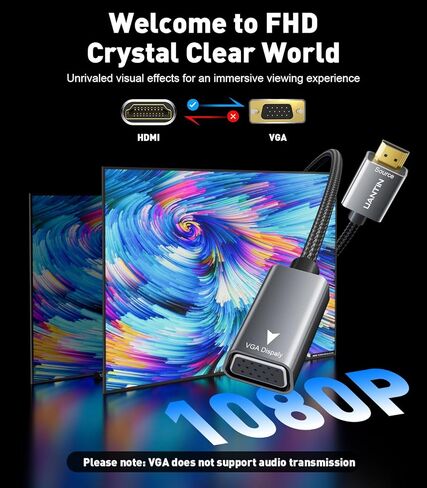 5 Pack HDMI to VGA Adapter |Anti-Interference Gold-Plated Plugs| 1080P Aluminum HDMI Computer to VGA Monitor Braided Converter (Male to Female) for PC,Laptop,Xbox,Graphics Card,Monitor More in Saudi Arabia