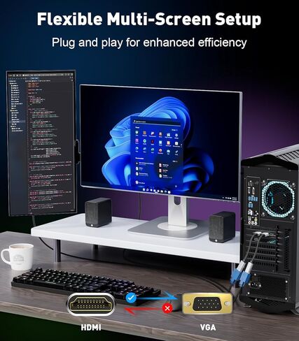 5 Pack HDMI to VGA Adapter |Anti-Interference Gold-Plated Plugs| 1080P Aluminum HDMI Computer to VGA Monitor Braided Converter (Male to Female) for PC,Laptop,Xbox,Graphics Card,Monitor More in Saudi Arabia