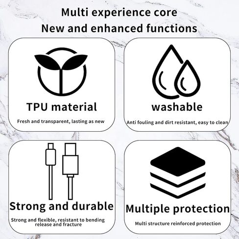 حامي سلك الهاتف الخلوي الرخامي لشاحن iPhone، مجموعة 6 قطع من الأنماط الفاخرة لحماية كابل شاحن الهاتف للنساء والفتيات، واقي سلك الهاتف الخليوي السيليكون الملون اللطيف وموفر شاحن USB in Kuwait