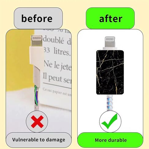 حامي سلك الهاتف الخلوي الرخامي لشاحن iPhone، مجموعة 6 قطع من الأنماط الفاخرة لحماية كابل شاحن الهاتف للنساء والفتيات، واقي سلك الهاتف الخليوي السيليكون الملون اللطيف وموفر شاحن USB in Kuwait