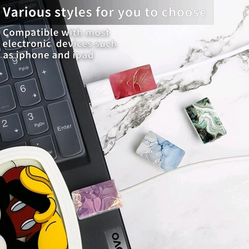 حامي سلك الهاتف الخلوي الرخامي لشاحن iPhone، مجموعة 6 قطع من الأنماط الفاخرة لحماية كابل شاحن الهاتف للنساء والفتيات، واقي سلك الهاتف الخليوي السيليكون الملون اللطيف وموفر شاحن USB in Kuwait