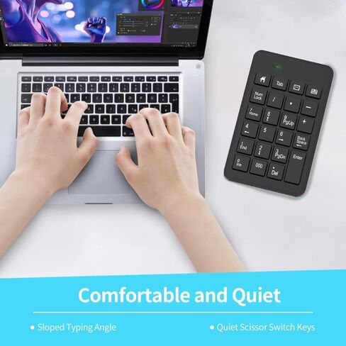 Wireless Number Pad with Battery, Enhanced Efficiency with 23 Keys Numeric Keypad Upgraded Version of 10 key USB Keyboard Financial Accounting Numpad for Laptop, PC, Notebook, Desktop,Surface Pro in Saudi Arabia