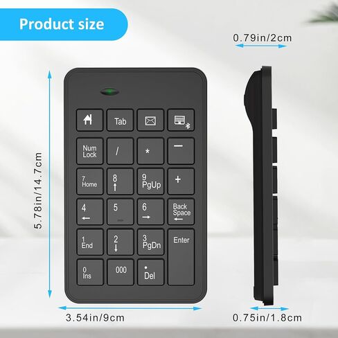 Wireless Number Pad with Battery, Enhanced Efficiency with 23 Keys Numeric Keypad Upgraded Version of 10 key USB Keyboard Financial Accounting Numpad for Laptop, PC, Notebook, Desktop,Surface Pro in Saudi Arabia