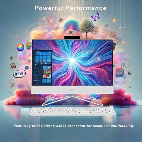 HP All-in-One Desktop Computer, 21.5" 1080P FHD Display, 8GB RAM, 512GB PCIe SSD, Intel Celeron Processor, Webcam, WiFi, HDMI, RJ-45, Wired Keyboard & Mouse, w/WOWPC Bundle, Windows 11 Pro in Saudi Arabia