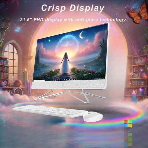 HP All-in-One Desktop Computer, 21.5" 1080P FHD Display, 8GB RAM, 512GB PCIe SSD, Intel Celeron Processor, Webcam, WiFi, HDMI, RJ-45, Wired Keyboard & Mouse, w/WOWPC Bundle, Windows 11 Pro in Saudi Arabia