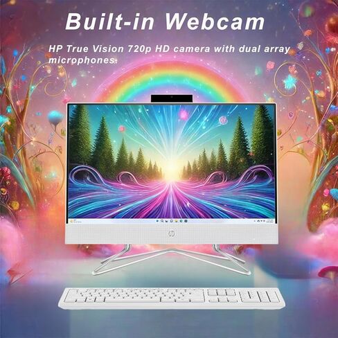 HP All-in-One Desktop Computer, 21.5" 1080P FHD Display, 8GB RAM, 512GB PCIe SSD, Intel Celeron Processor, Webcam, WiFi, HDMI, RJ-45, Wired Keyboard & Mouse, w/WOWPC Bundle, Windows 11 Pro in Saudi Arabia