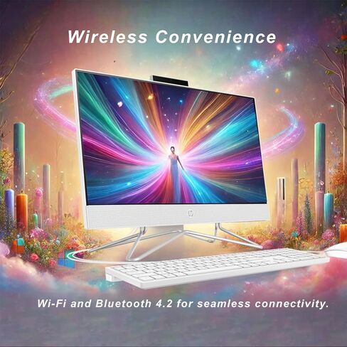 HP All-in-One Desktop Computer, 21.5" 1080P FHD Display, 8GB RAM, 512GB PCIe SSD, Intel Celeron Processor, Webcam, WiFi, HDMI, RJ-45, Wired Keyboard & Mouse, w/WOWPC Bundle, Windows 11 Pro in Saudi Arabia